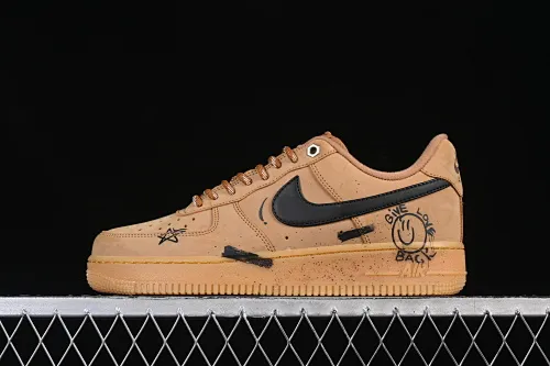 All categories Nk Air Force 1 Air Force series Nk Air Force 1 Low Air Force low top Nike Air Force 1'07 Low Wheat color graffiti Air Force 1 low top casual sneakers CJ9179-700